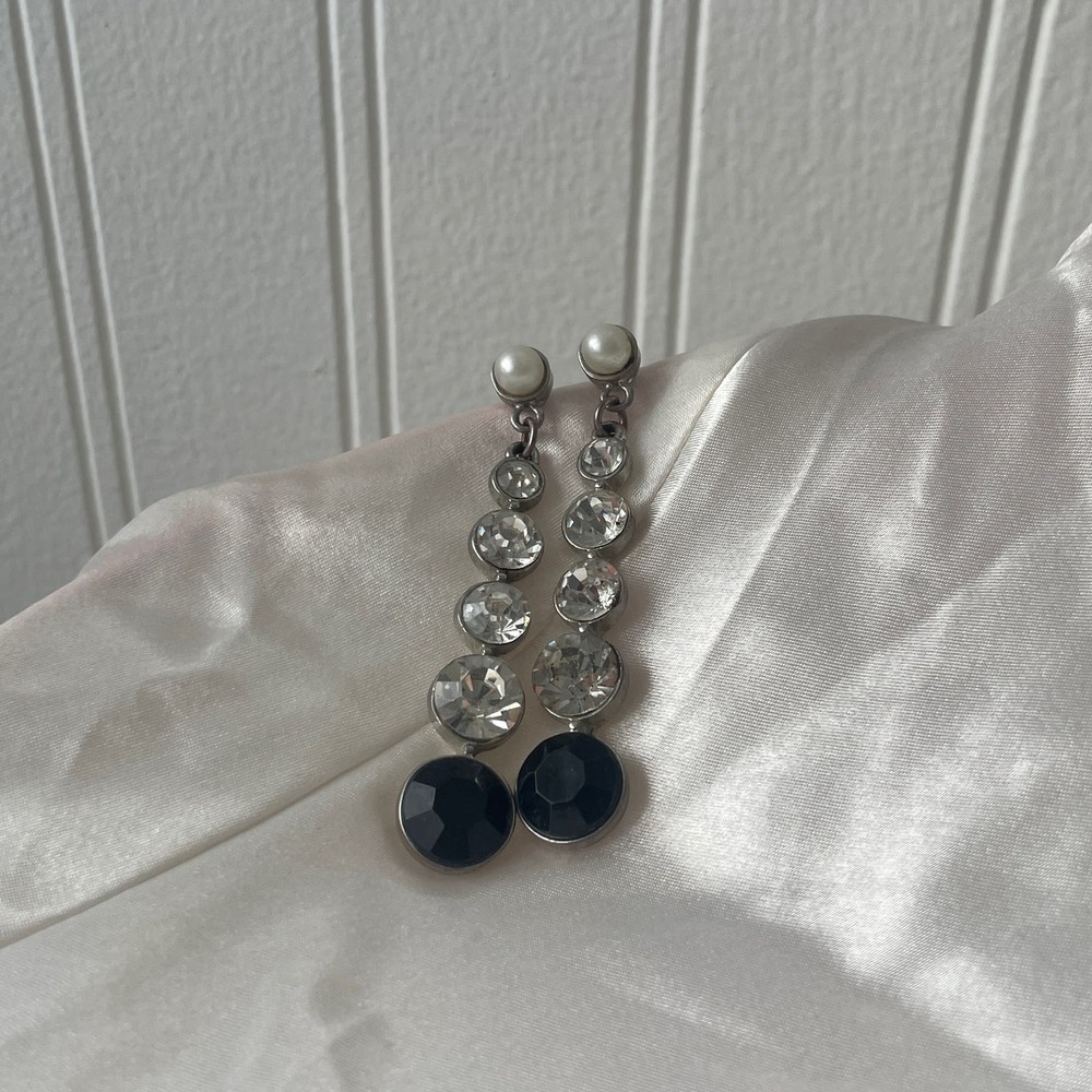 Dangle Drop Large Rhinestone Earrings - Picture 2 of 6